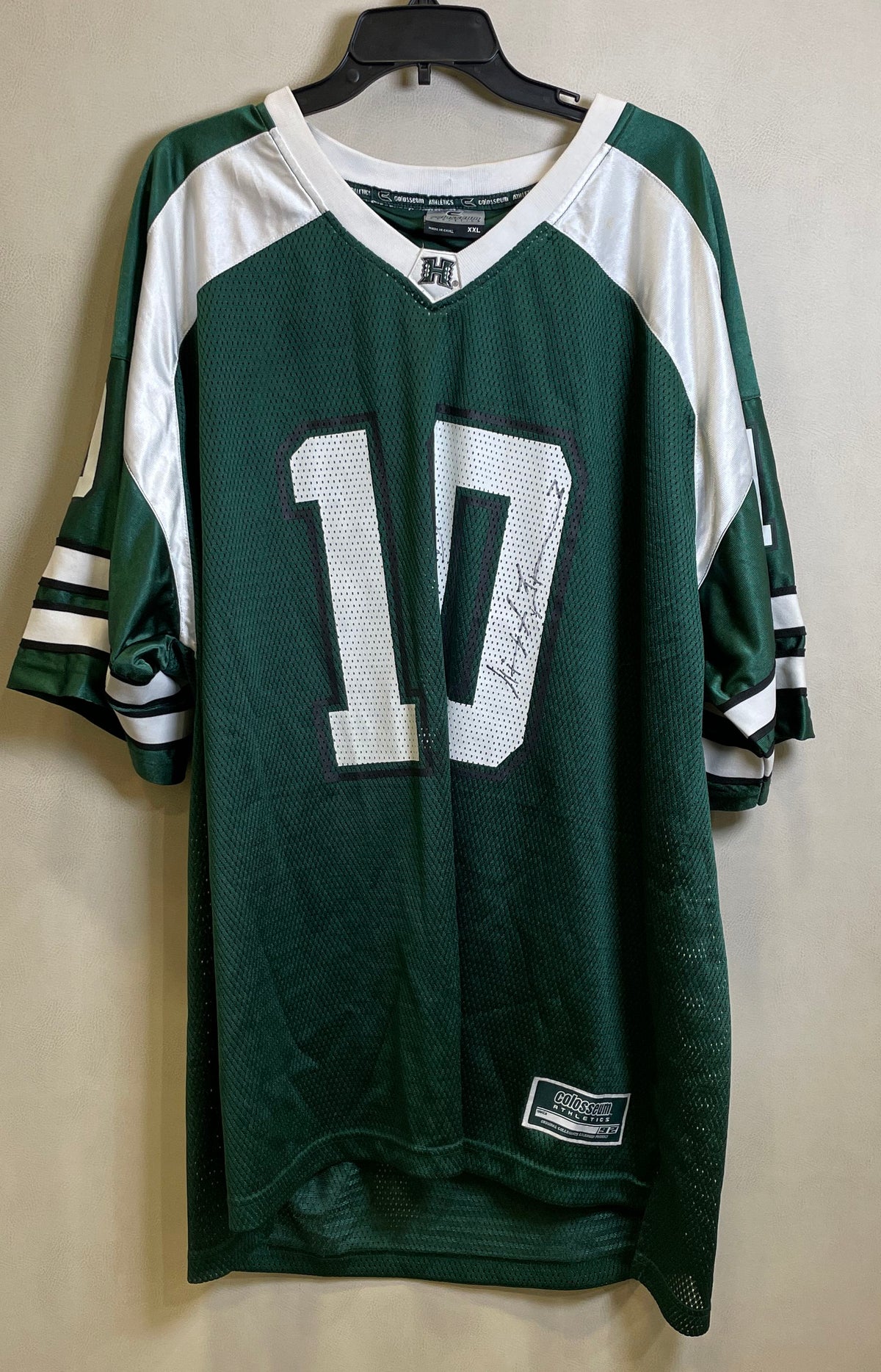 Vintage Hawaii Rainbow Warriors Football Jersey #10 Autographed Colosseum Sz XXL