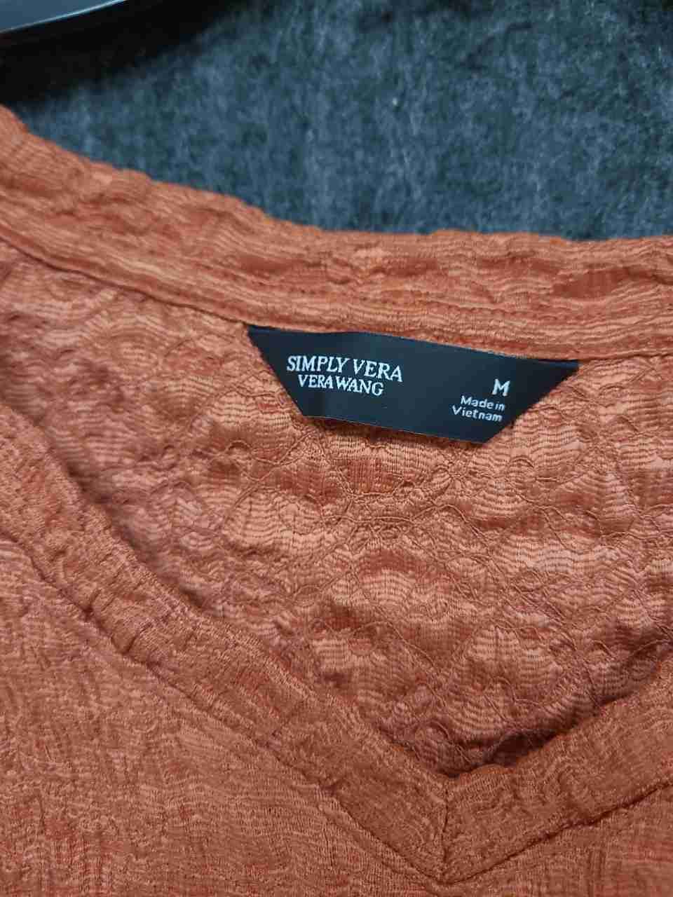 Simply Vera Vera Wang Women's Short Sleeve Textured Tops Lot Orange Gray Sz M L