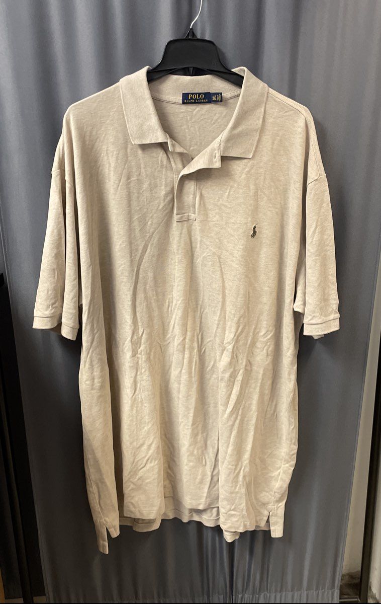 Polo Ralph Lauren Men's Beige Short Sleeve Pique Cotton Polo Shirt Sz 4LT