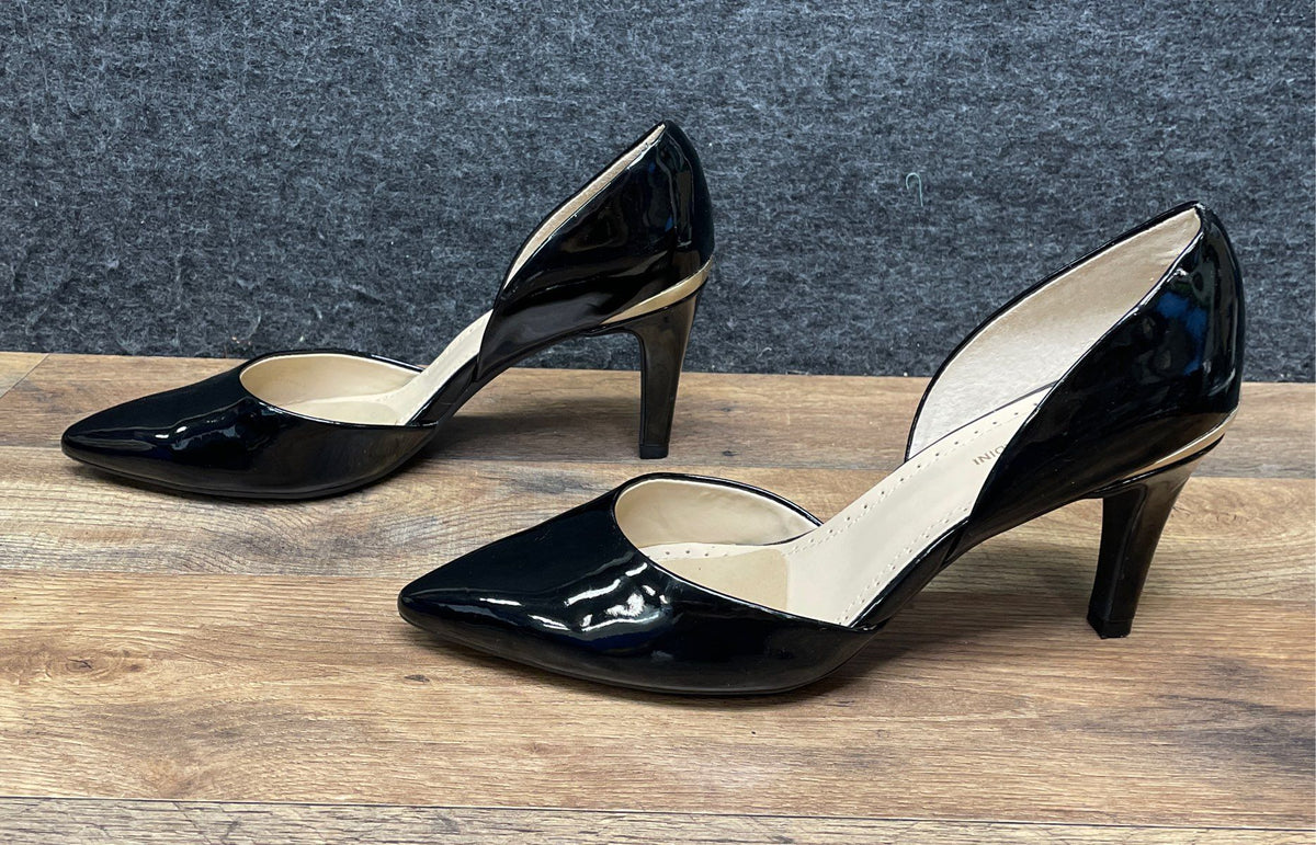 Adrienne Vittadini Black Patent D'Orsay Pointed Toe Heels Size 8
