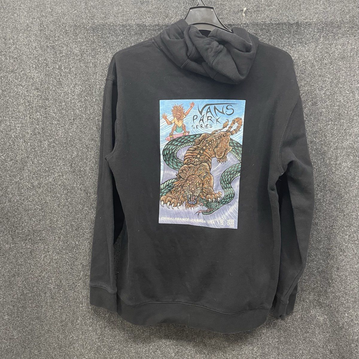 Vans Men's Park Series 2020 Tiger Snake Tattoo Hoodie Black Size XL