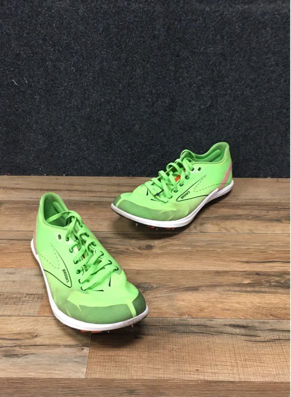 Brooks Draft XC Neon Green Orange Track Cross Country Spikes Size 10.5