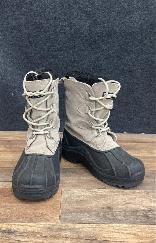 Quest Grey Insulated Winter Snow Duck Boots Faux Fur Trim Size 7
