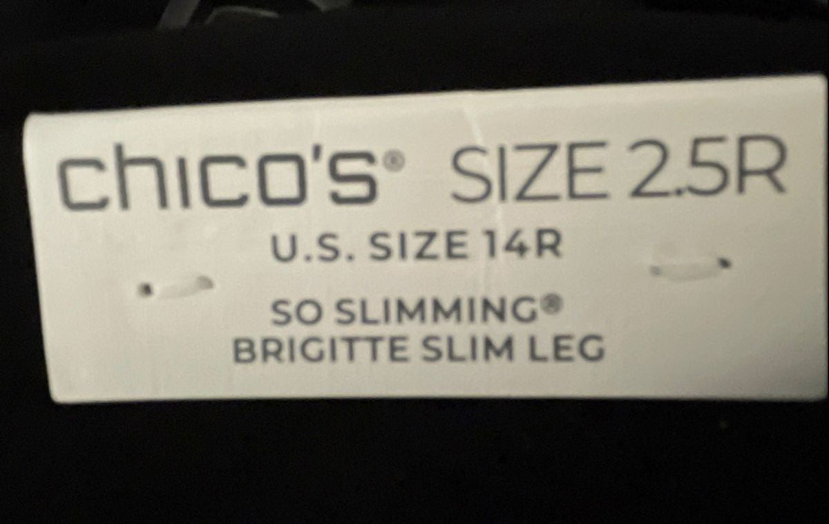 Chico's Women's Black So Slimming Brigitte Slim Leg Pants Size 14R