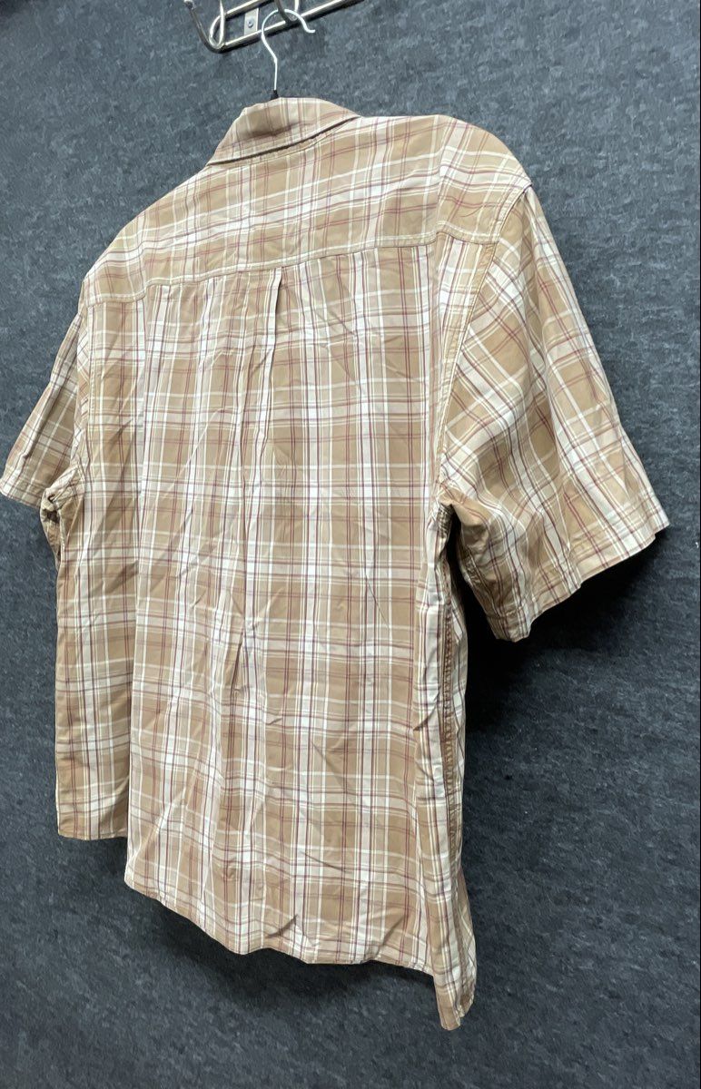 Carhartt Men's Tan Plaid Cotton Short Sleeve Button Up Shirt Model S185BUC Sz XL