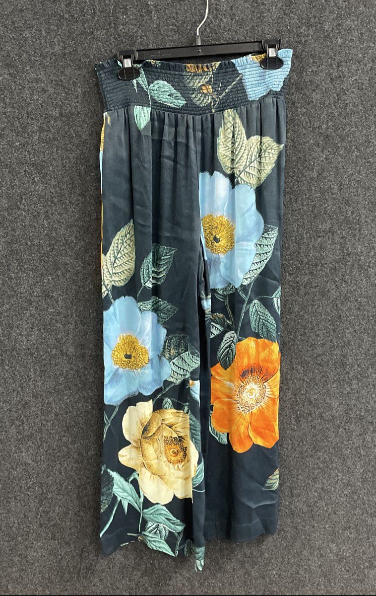 Maeve Anthropologie Women's Floral Wide Leg Pants Smocked Waist Multicolor XS