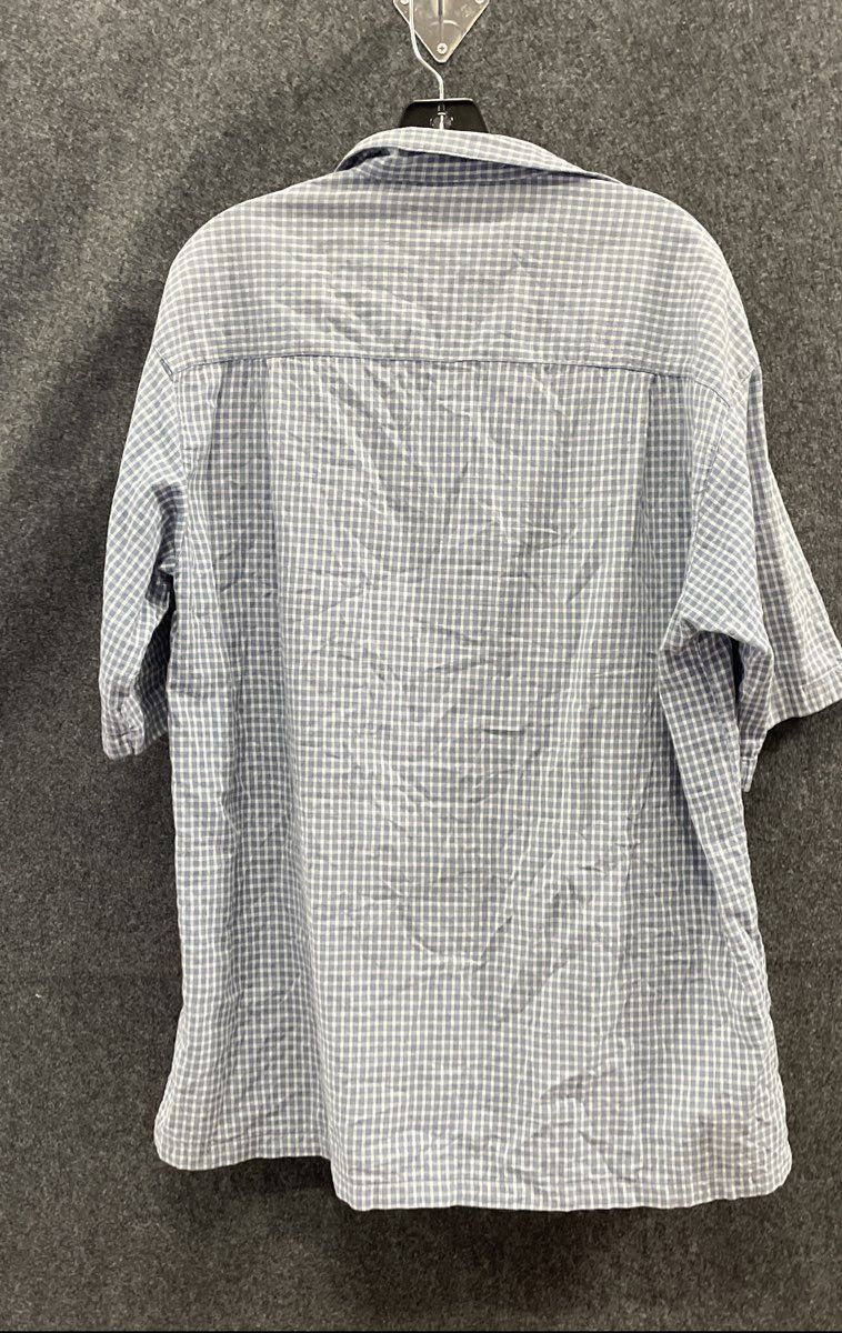 Columbia Men's Blue White Plaid 100% Cotton SS Button-Up Fishing Shirt Sz L