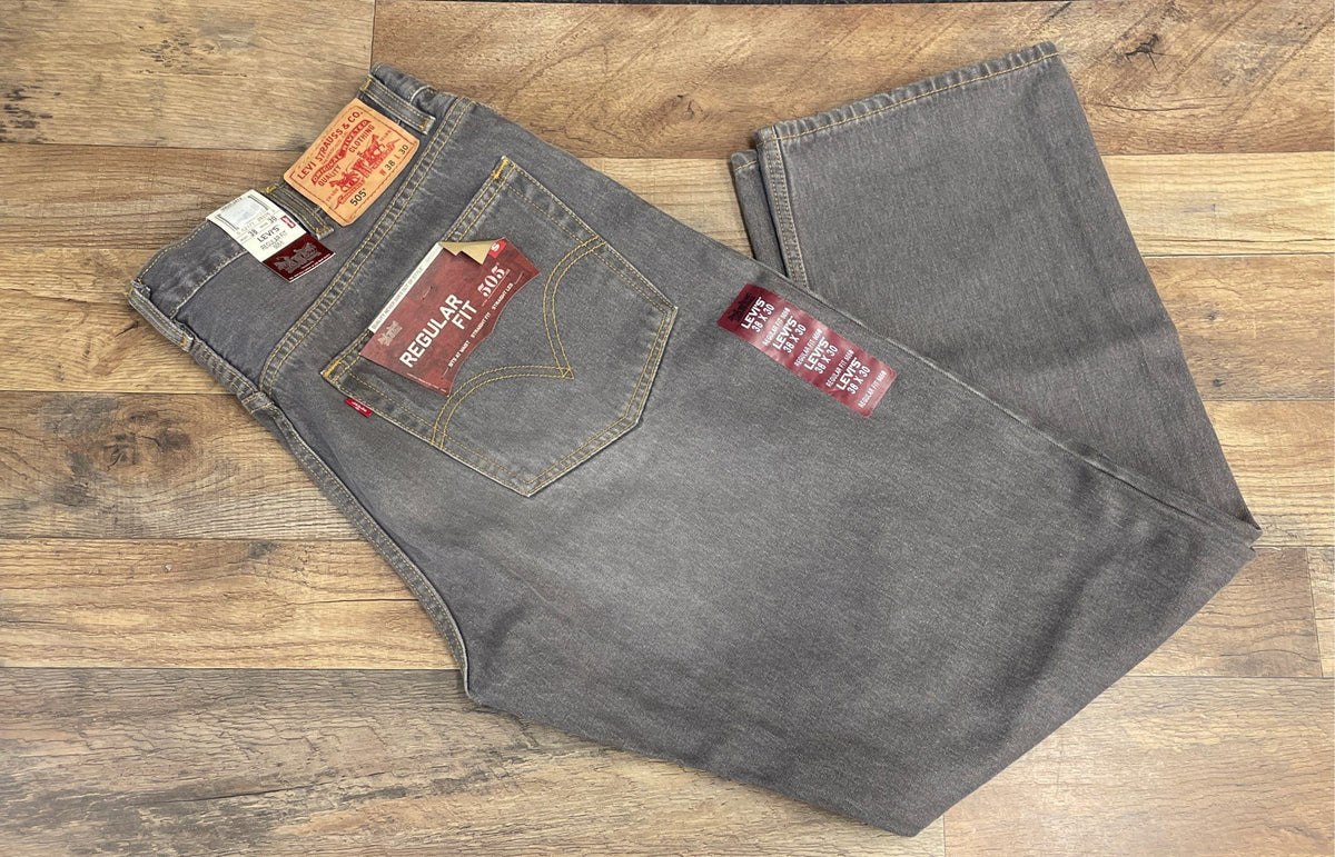 Levi's Men's 505 Regular Fit Jeans Gray Straight Leg 100% Cotton NWT Sz 38x30