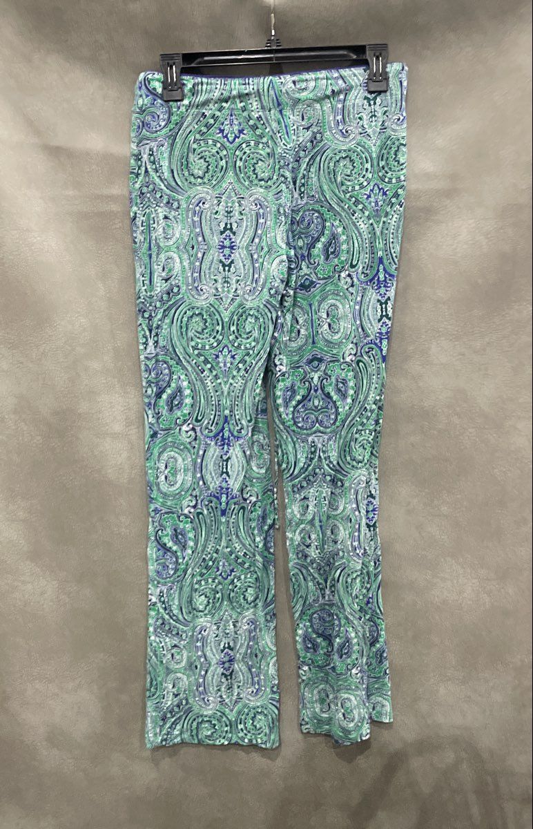 Cynthia Rowley Women's Green Paisley Rayon Blend Stretch Lounge Pants Sz S