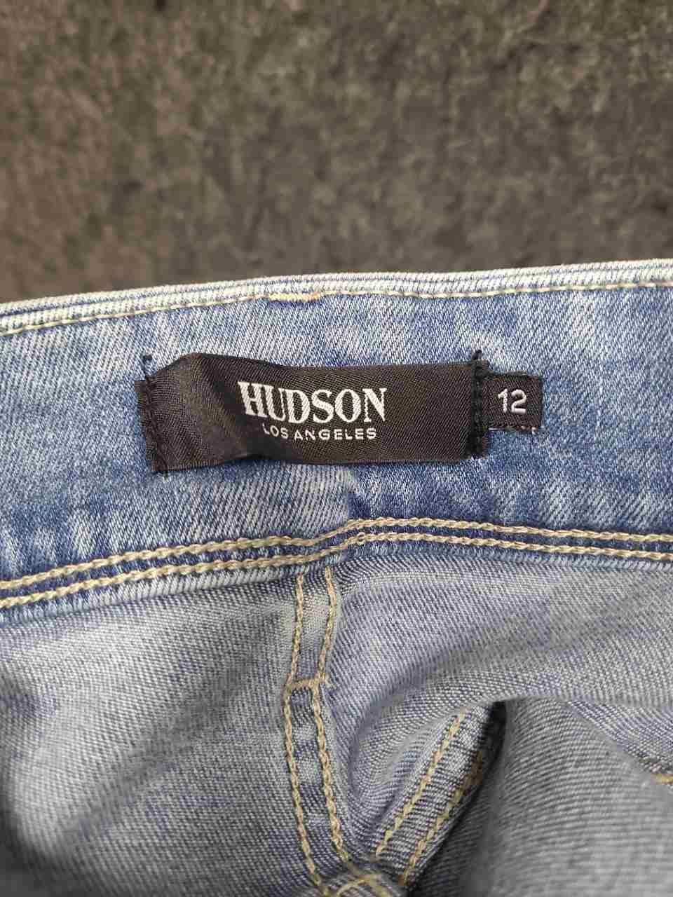 Hudson Women's Light Wash Signature Flap Pocket Straight Leg Jeans Sz 12