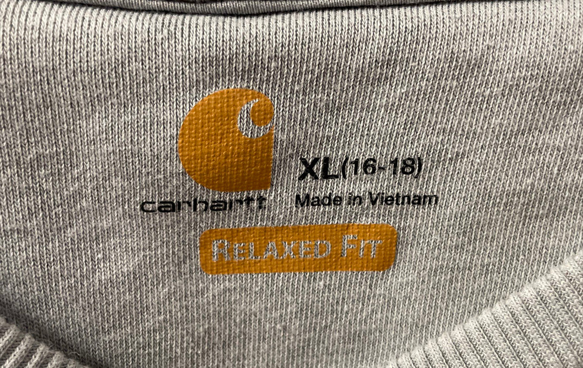 Carhartt Boys Heather Grey Graphic Relaxed Fit Crewneck Sweatshirt Sz XL 16/18