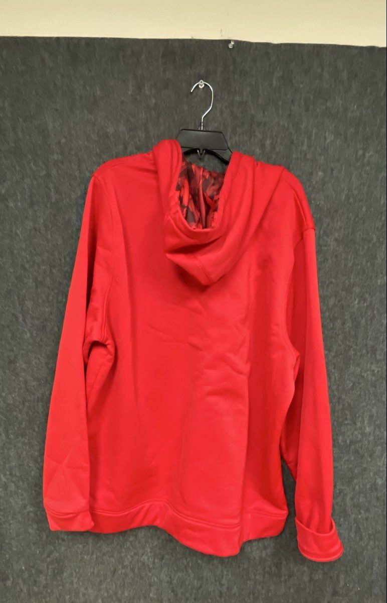 Under Armour Men's Red Big Logo Pullover Hoodie Loose Fit Kangaroo Pocket Sz 2XL