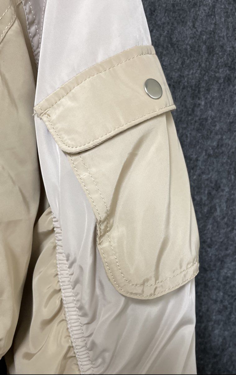 H&M Divided Women's Tan Ruched Sleeve Satin Bomber Jacket Sz S