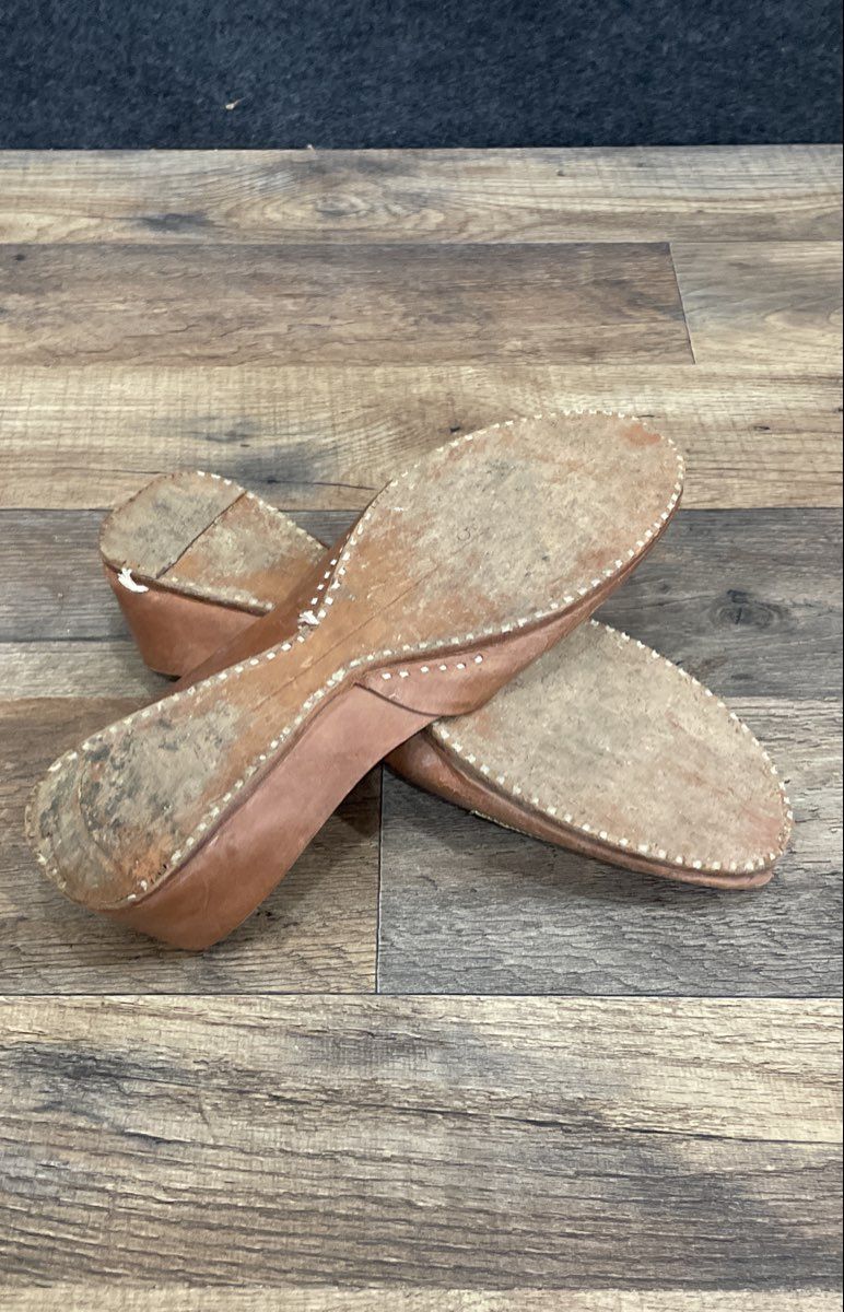 Handmade Brown Leather Khussa Jutti Ethnic Embroidered Flats Women's Size 9