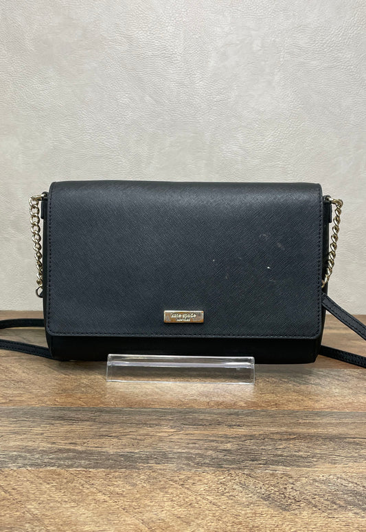 Kate Spade Black Saffiano Leather Laurel Way Greer Crossbody Bag Gold Hardware