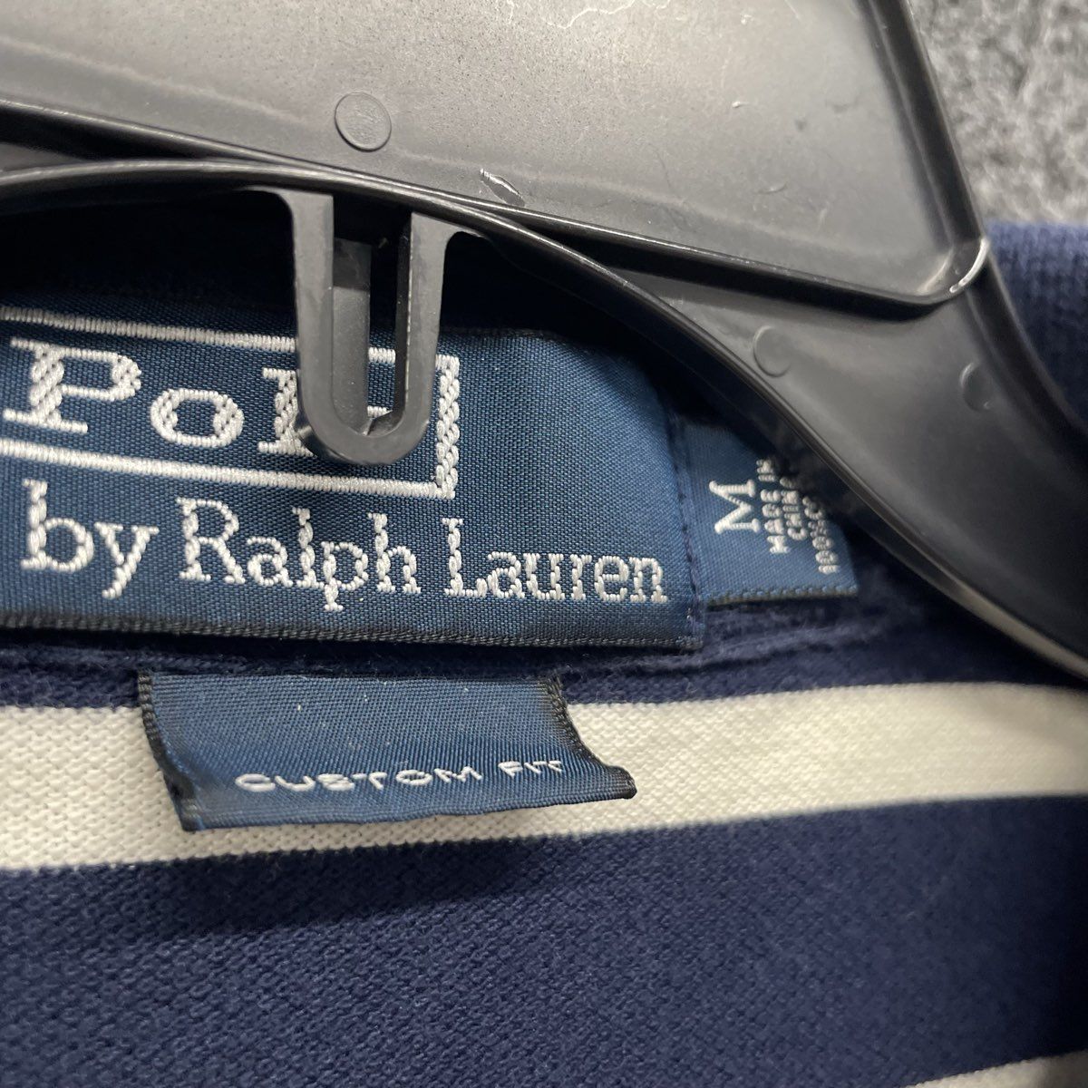 Polo Ralph Lauren Men's Navy White Striped Custom Fit Polo Shirt Sz M Green Pony