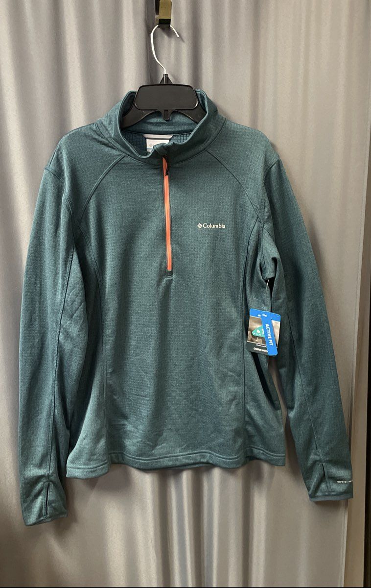 Columbia Women's Rowell Junction Half Zip Pullover Teal Active Fit Sz L NWT