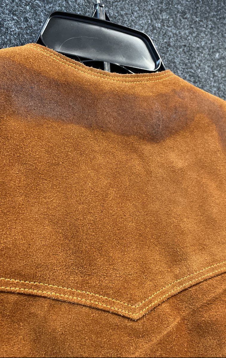Vintage 70s Western Suede Leather Sherpa Lined Rancher Vest Sz S/M