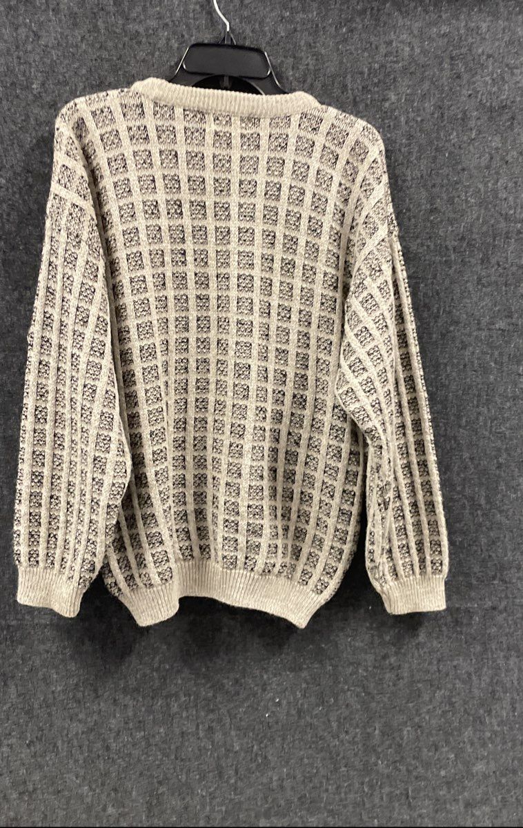 Vintage 90s Grafico Italia Men's Tan Brown Geometric Textured Knit Sweater M