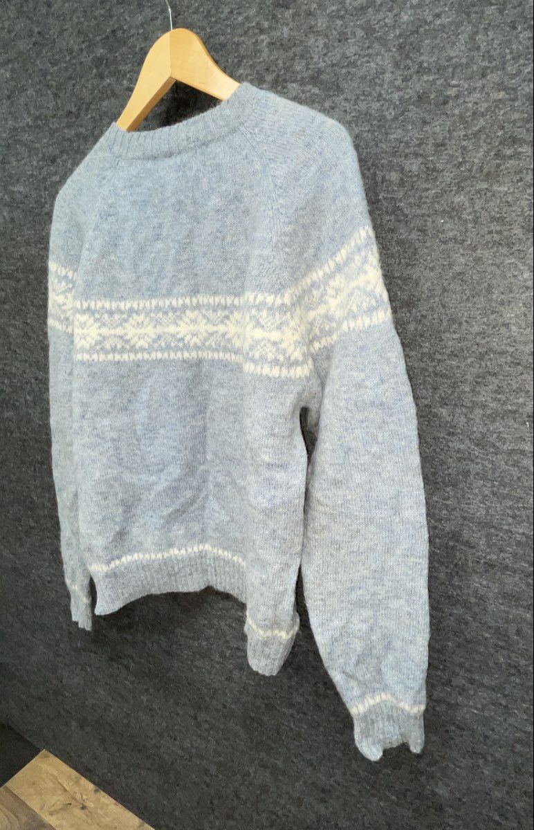 Vintage Y2K American Eagle Men's Blue Shetland Wool Fair Isle Sweater Sz M