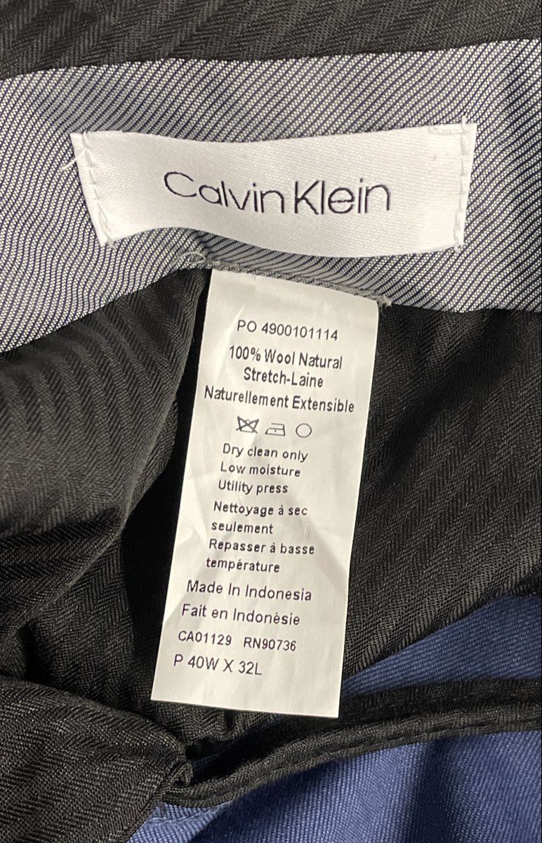 Calvin Klein Men's Jerome Slim Fit Navy Blue Wool Stretch Suit Pant NWT 40x32