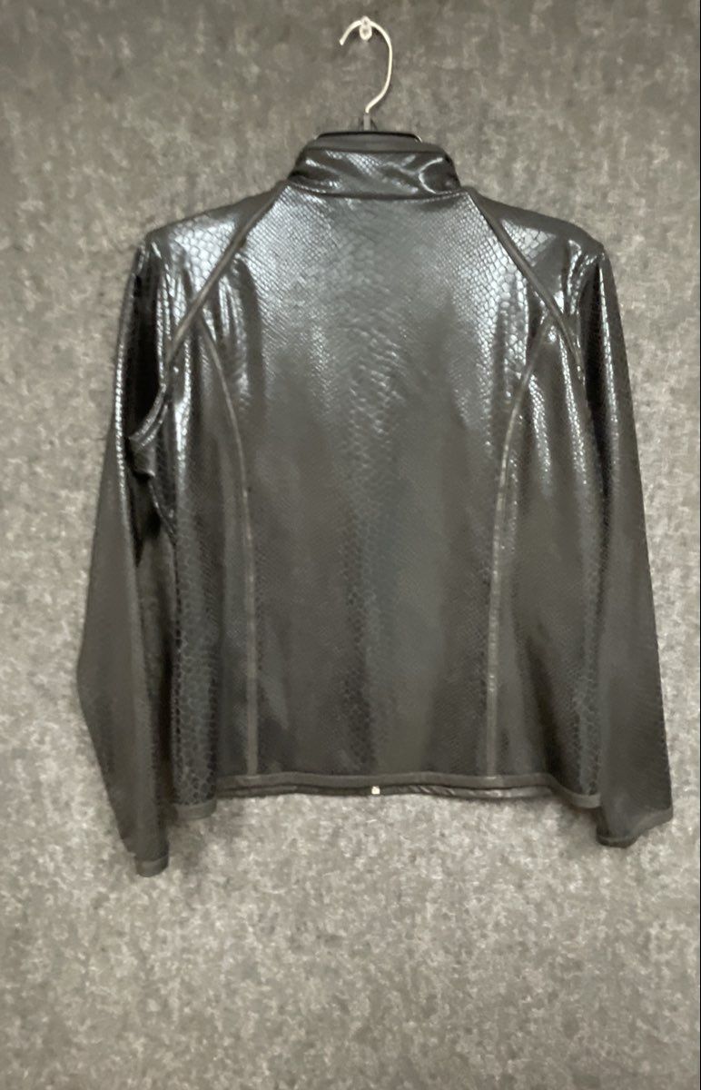 Tail Tech Women's Black Snakeskin Python Print Full Zip Jacket Mock Neck Sz S