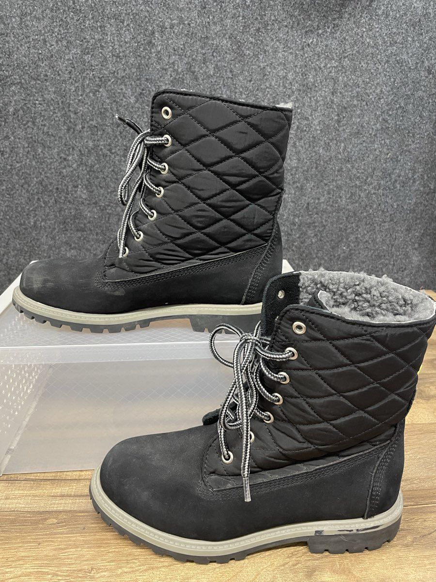 Cloud Nine Sheepskin Jo Jo Black Quilted Winter Boots Women's Size 7