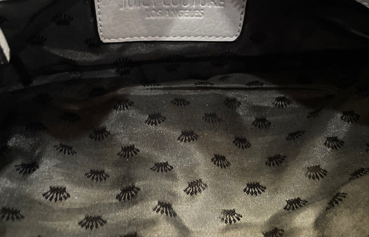 Juicy Couture Grey Pebbled Leather Crossbody Bag Silver Tone Chain Hardware