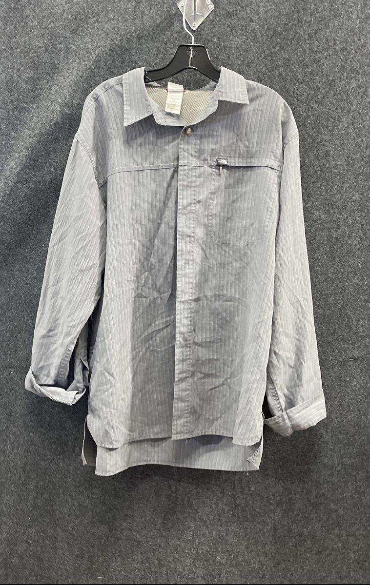 The North Face Men's Gray Mini Check Roll Tab Sleeve Vented Hiking Shirt Sz L