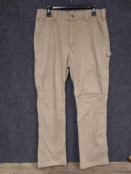 Carhartt Men's Dark Khaki Relaxed Fit Washed Duck Work Dungaree Pants Sz 34x32