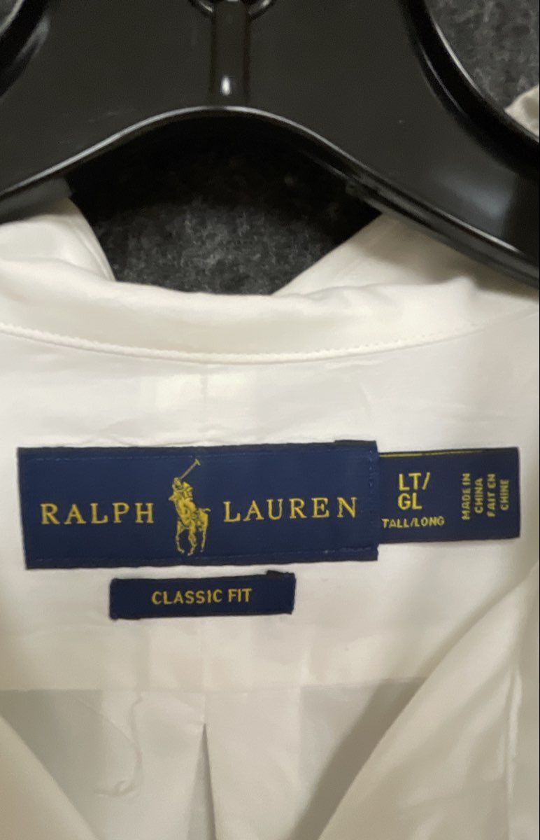 Ralph Lauren Men's White Cotton Short Sleeve Button Down Shirt Classic Fit Sz LT