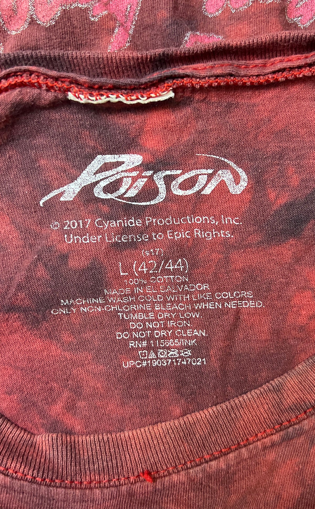 Poison 2017 Band T-Shirt Dragging The Cat Across America Tie Dye Sz L