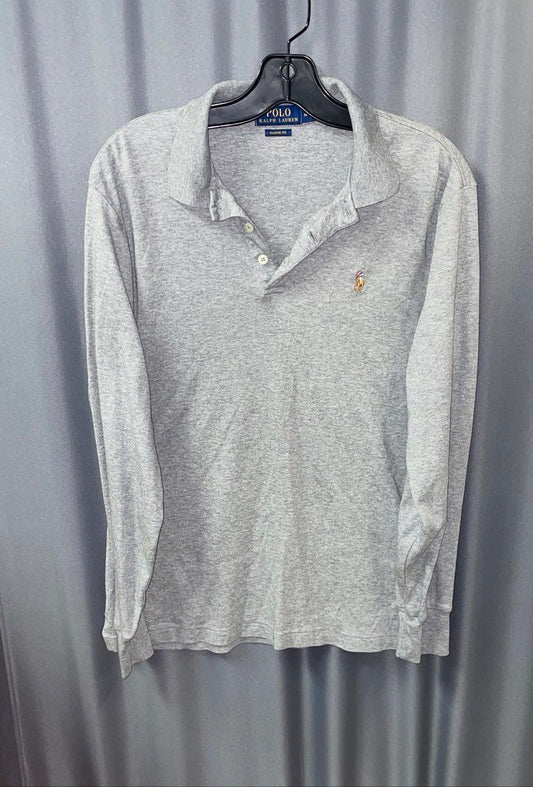 Polo Ralph Lauren Men's Grey Long Sleeve Classic Fit Cotton Polo Shirt Sz M