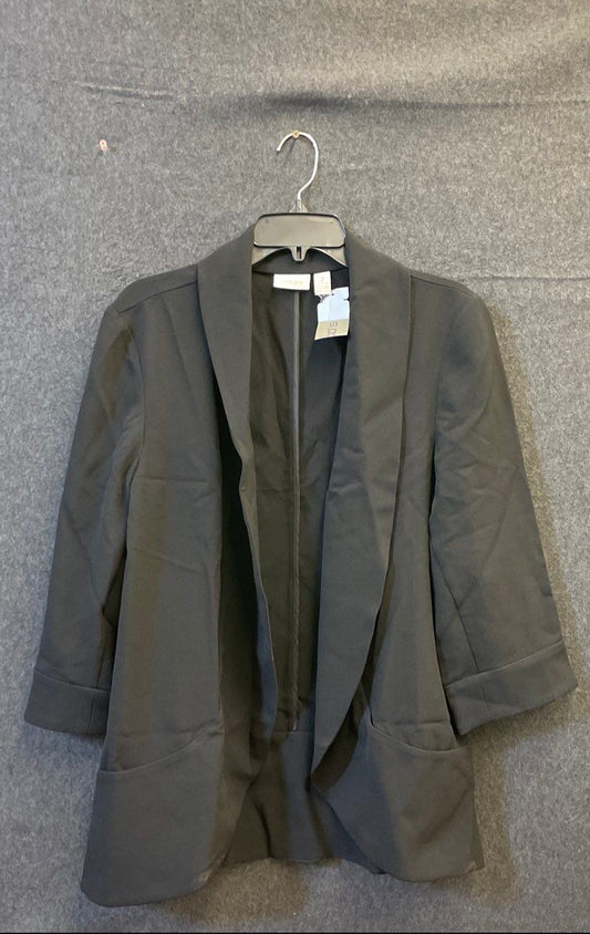 Chico's Women's Black Shawl Collar Open Front Blazer Jacket Size 2