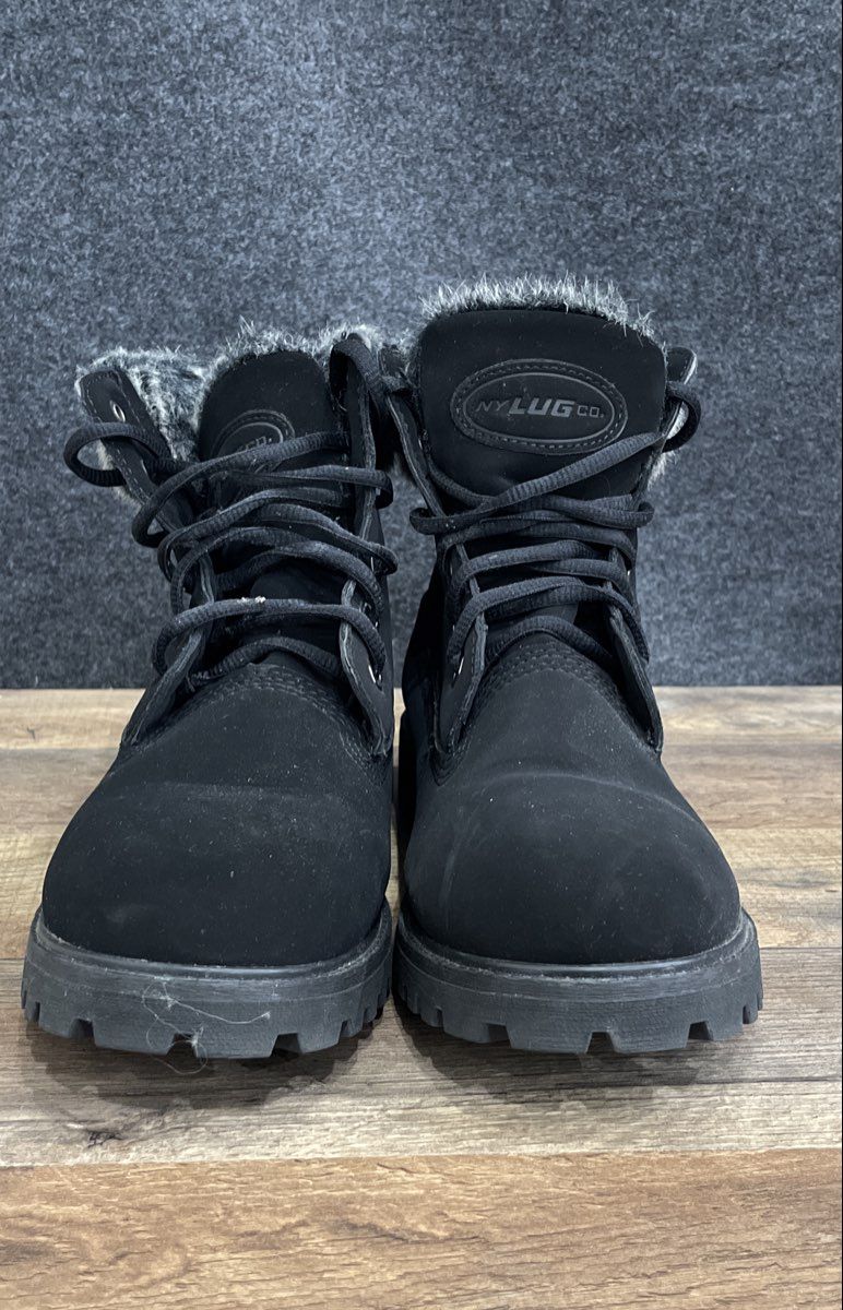 Lugz Empire Hi Fur Black Faux Fur Ankle Boots Women's Size 8.5W