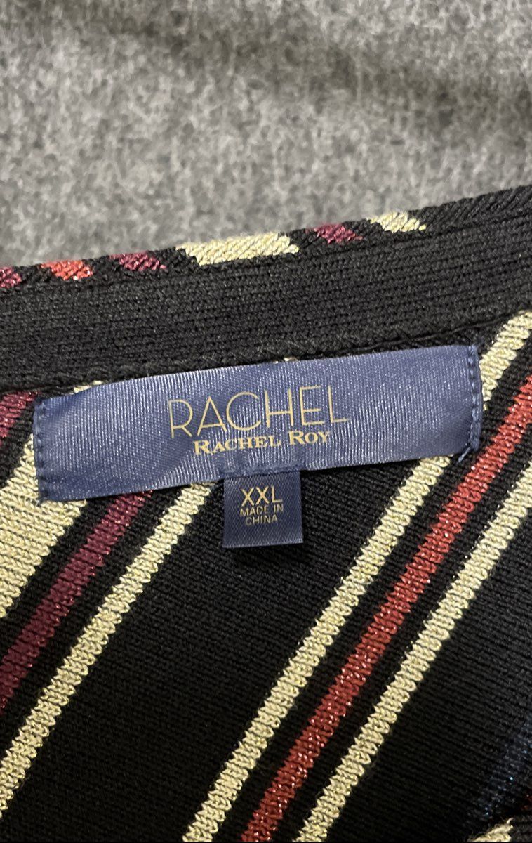 Rachel Rachel Roy Women's One Shoulder Black Striped Knit Dress XXL