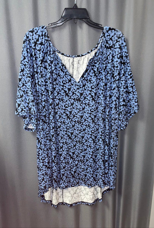 NWT Lane Bryant Women's Blue Floral Scoop Neck Tunic Top Size 22/24