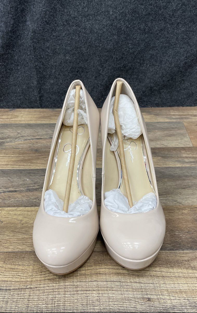 Jessica Simpson Nude Patent Platform Pump High Heels Women's Size 10M