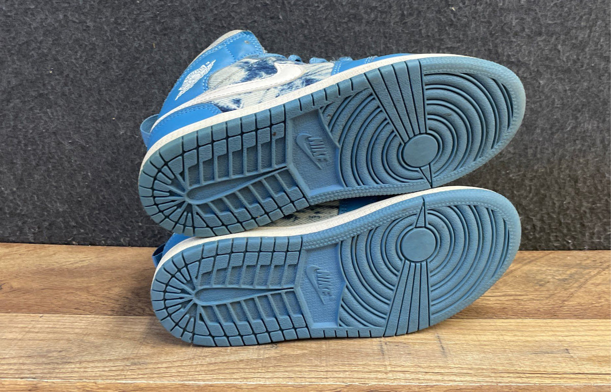 Nike Air Jordan 1 Mid Washed Denim Youth Sneakers Size 1.5Y