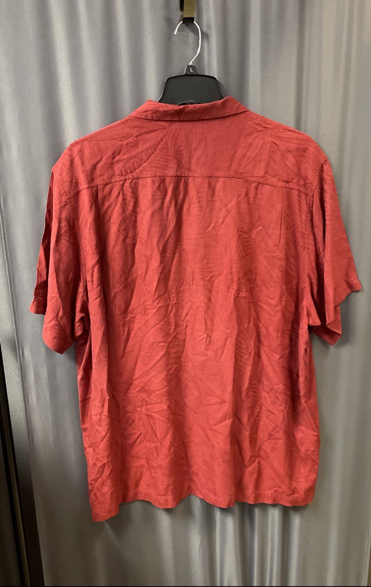 Tommy Bahama Men's Red Silk Blend Tonal Tropical Jacquard Camp Shirt Sz XXL