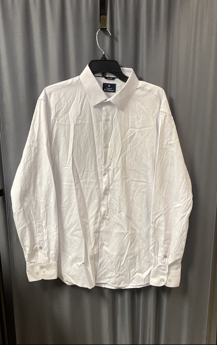 Ben Sherman Men's White Slim Fit Button Down Shirt Sz XL 17/17.5 34/35