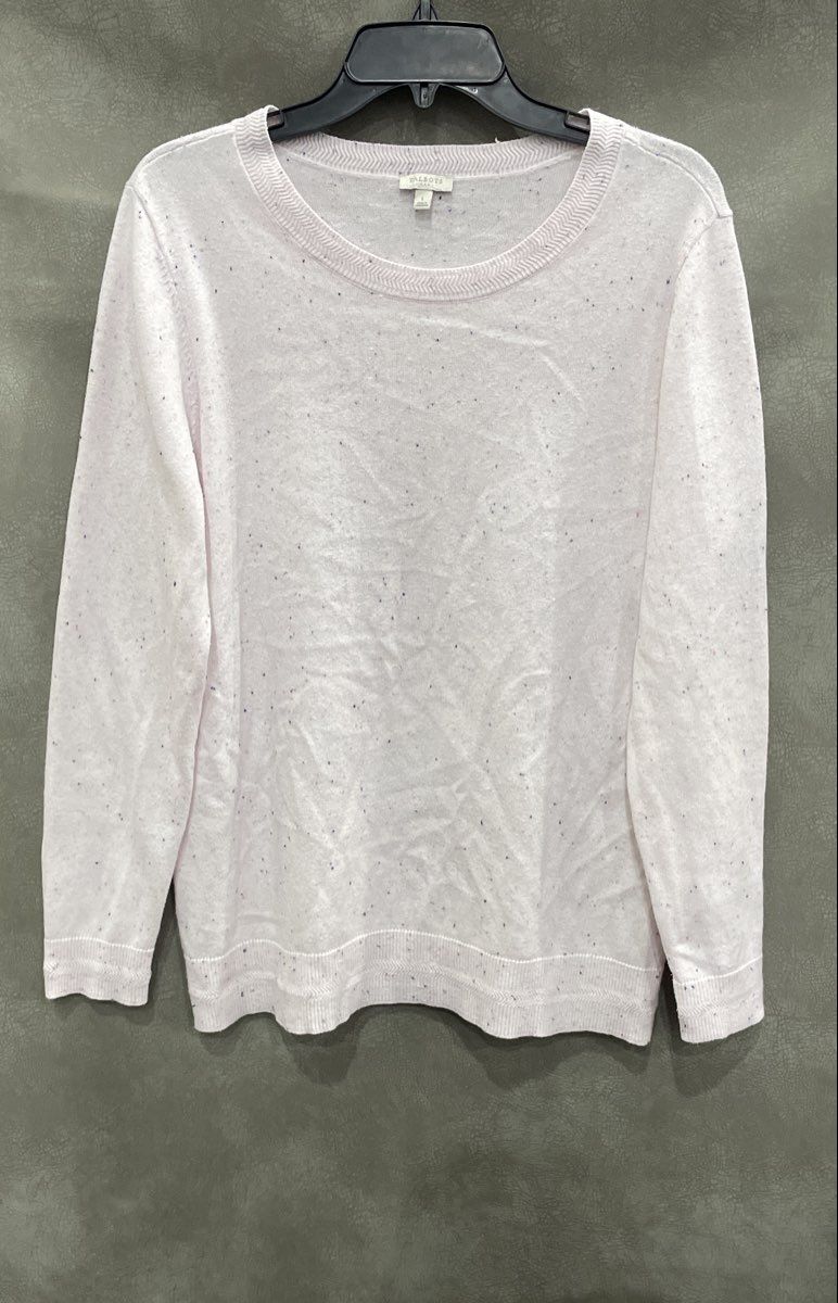 Talbots Women's Pink Confetti Fleck Knit Crewneck Sweater Sz L