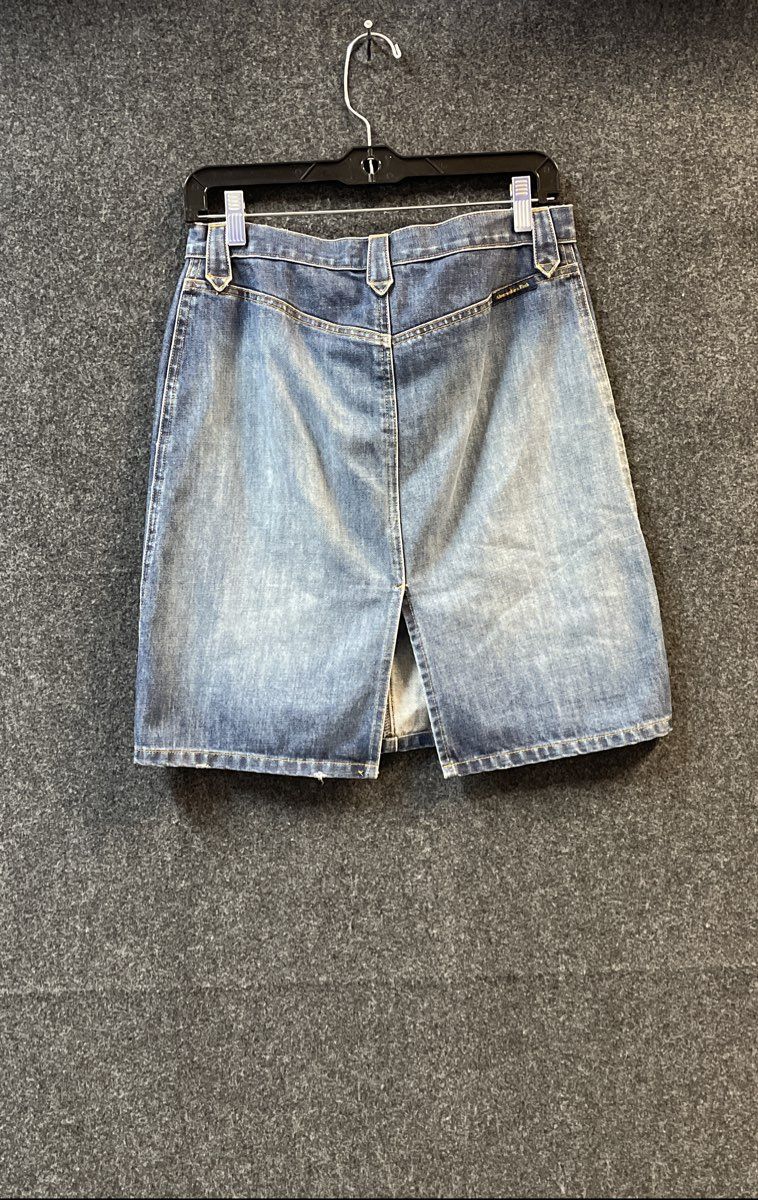 Vintage Y2K Abercrombie & Fitch Women's Blue Denim Mini Skirt Button Fly Sz 4