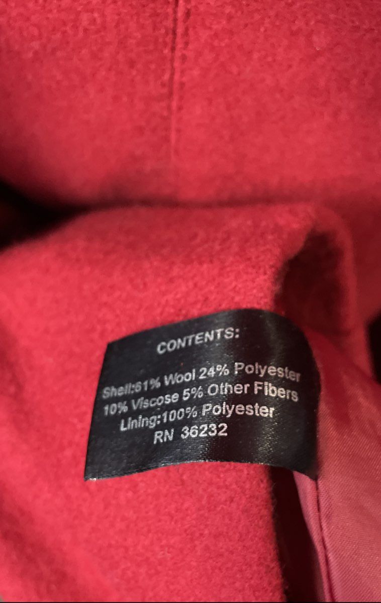 Giacca Woman Women's Red Double Breasted Belted Wool Blend Coat Sz 3X