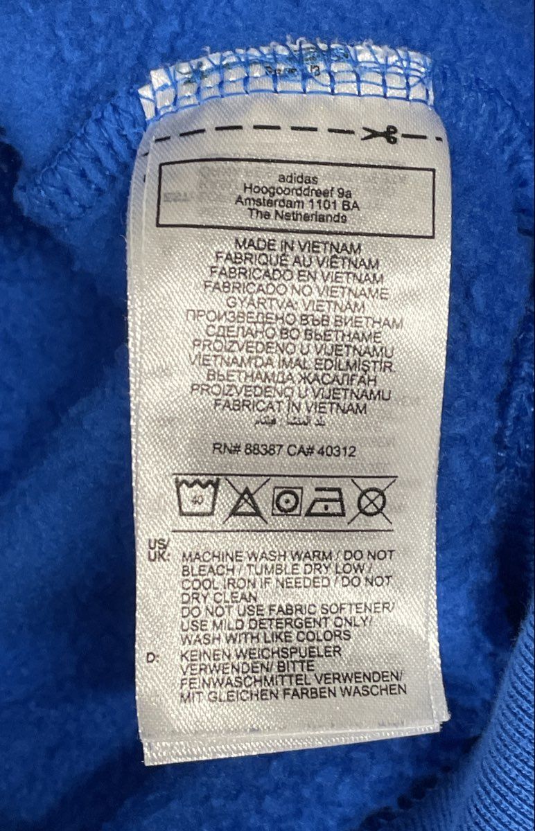 Adidas Originals Men's Blue Trefoil Logo Pullover Hoodie Fleece Lined Sz M
