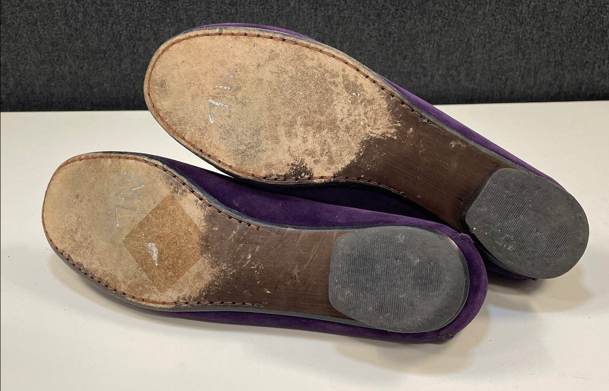 Stuart Weitzman Purple Suede Kiltie Fringe Loafer Flats Size 7.5