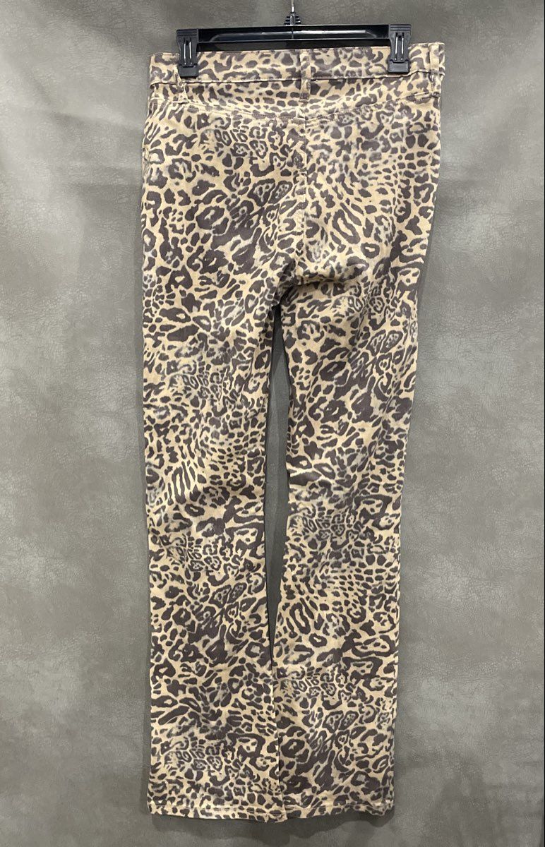 Fashion Nova Womens Cheetah Leopard Print High Rise Flare Flap Pocket Pants Sz M