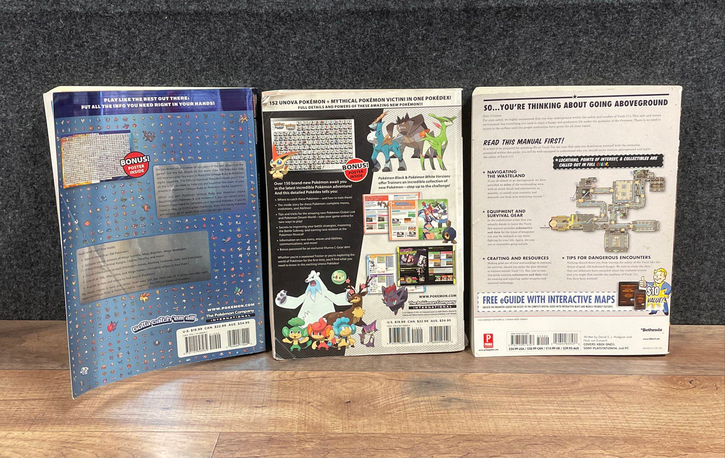 Lot of 3 Strategy Guides Fallout 4 Survival Pokemon Black White Pokedex Books