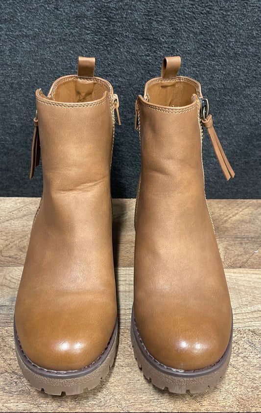 Bjorndal Chunky Lug Sole Side Zip Ankle Boots Tan Brown Womens Size 7