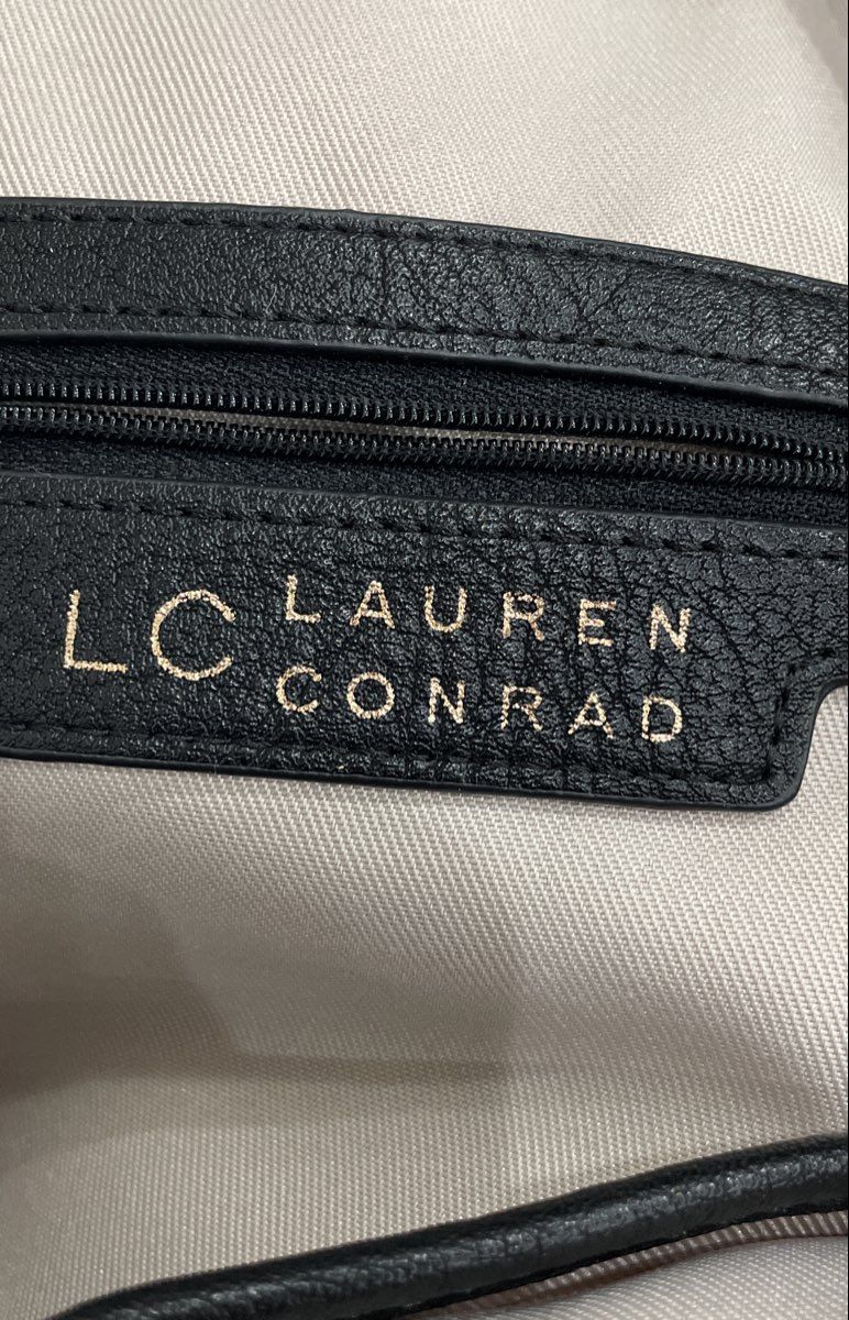 Lauren Conrad Black Leather Mini Backpack Heart Charm Gold Tone Hardware